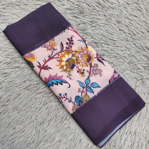 Chiffon Double Pattern Hijabs with Stone Work |HJ08